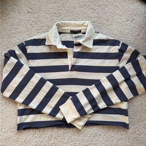 Brandy Melville Striped Long Sleeve cropped Polo Shirt